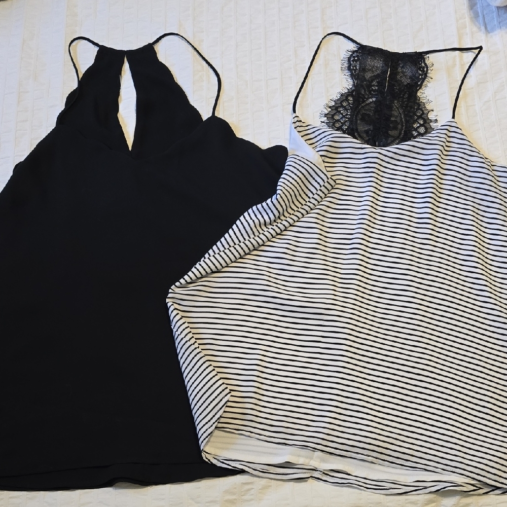 Express White and Black Striped Camisole
